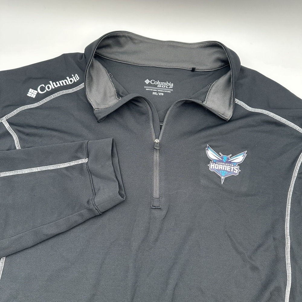 Columbia Charlotte Hornets Pullover Mens 2XL Black 1/4 Zip NBA Golf Athleisure